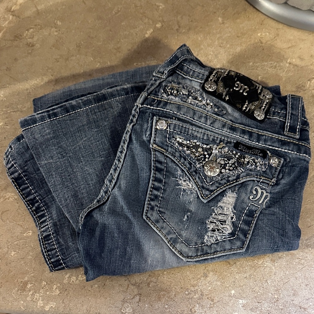 Miss Me Distressed Blue Boot Cut Jeans